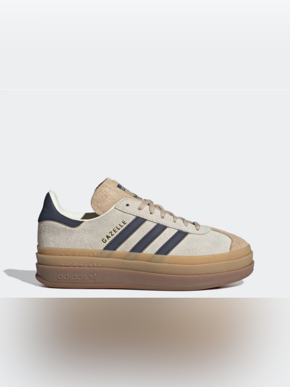 Adidas Gazelle Bold JQ5126 Cream White Navy Gum Platform NWT - Picture 2 of 8